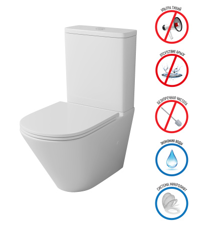 Унитаз напольный с бачком Grossman Торнадо GR-4449SQ белый с сиденьем микролифт безободковый смыв торнадо